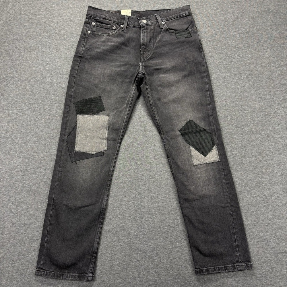 Levis 511 Jeans Mens 32x30 Slim Stretch Patchwork Washed Black Straight NEW
